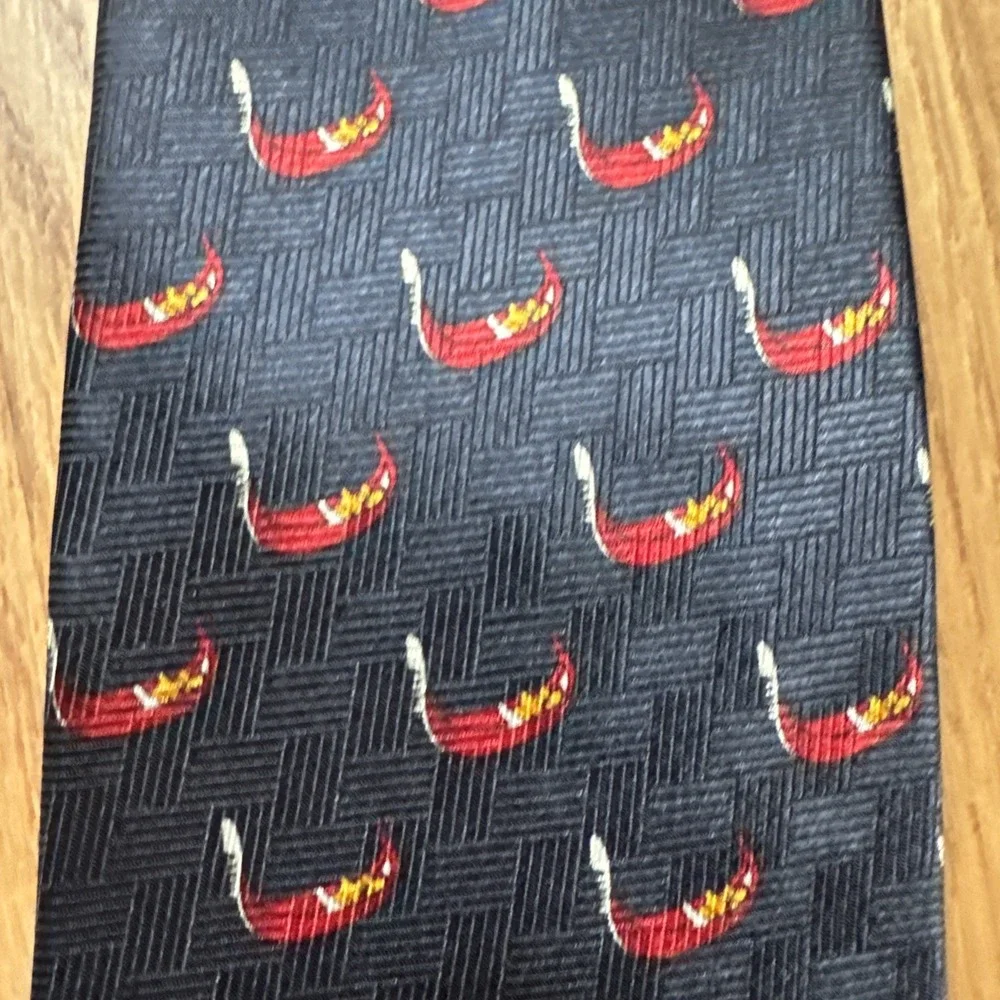 Giorgio Mariani Italy Silk Tie Blue Red Venice‎ Gondola Nautical Vintage 58